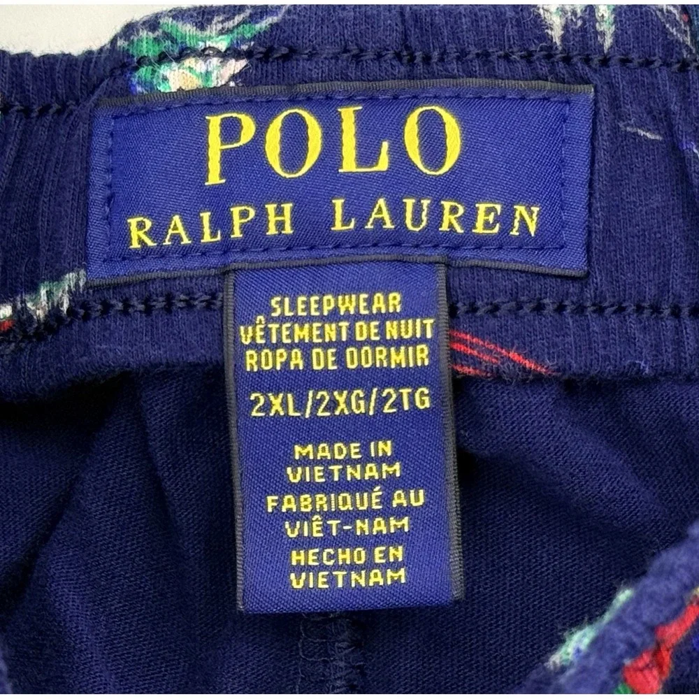 Polo by Ralph Lauren Pajama Pants Ski Winter Print Sleepwear Navy Blue Men's 2XL